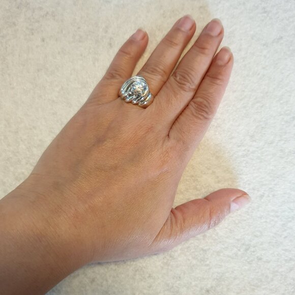 Bold Vintage Sterling Silver Cubic Zirconia Statement Ring – Size 7 - Picture 6 of 14